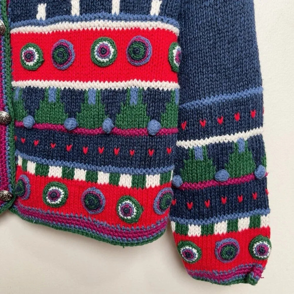 Funsport Womens Small Multicolor  Chunky Ramie Cotton Button Round Neck Cardigan - Picture 12 of 15